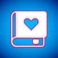White Romance book icon isolated on blue background. Vector