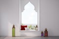 White room, Arabic style window Royalty Free Stock Photo