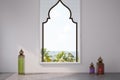 White room, Arabic style window, frame Royalty Free Stock Photo