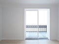 White room with balcony in new home - 3D image