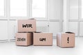 White room with cartons Royalty Free Stock Photo