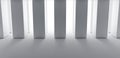 White room with columns. Columns in light and shadow. Vision, destiny, destination visual concept.3D illustrationng. Royalty Free Stock Photo