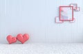 White room of love on Valentine`s Day.3D render. Royalty Free Stock Photo