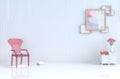 White room of love on Valentine`s day and new year. 3D render.