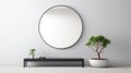 White Room With Mirror And Plants 3d Rendering In Zen Minimalism Style