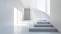 White room with stairs. Abstract white background. generative ai