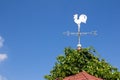 White rooster weather vane show the wind direction on blue sky Royalty Free Stock Photo