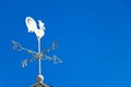 White rooster weather vane show the wind direction on blue sky Royalty Free Stock Photo