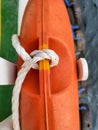 white rope with a binding fiber that binds on the boat 31