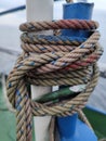 white rope with a binding fiber that binds on the boat 22