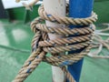 white rope with a binding fiber that binds on the boat 15