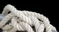 White rope tied to a pole.