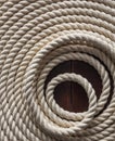 White rope on a wooden deck Royalty Free Stock Photo