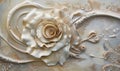 White Rose Elegance in Beige, Hatecore, Romantic Spirals on Ceramic Landscape Royalty Free Stock Photo