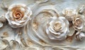 White Rose Elegance in Beige, Hatecore, Romantic Spirals on Ceramic Landscape Royalty Free Stock Photo
