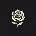 Minimalistic Rose Logo On Black Background