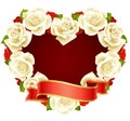 White Rose Frame in the shape of heart