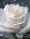 White rose with green leaves There are water droplets on the petals Royalty Free Stock Photo