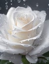 White rose with green leaves There are water droplets on the petals Royalty Free Stock Photo