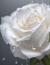 White rose with green leaves There are water droplets on the petals Royalty Free Stock Photo