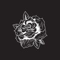 White rose logo in black background template