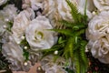 White Rose Roses Flower and green fern Artificial wedding event decoration beautiful Royalty Free Stock Photo