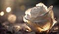 A white rose with simple background and gold bokeh Royalty Free Stock Photo