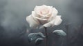 Soft And Romantic White Rose With Rain Drops