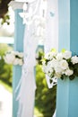 White roses at chancel.