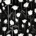 wallpaper white roses, black background, Generative AI Royalty Free Stock Photo