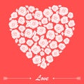 White roses heart shape card design Royalty Free Stock Photo