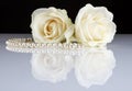 White roses reflected