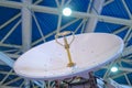 White rotating satellite dish antenna using to receive or transmit information