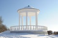 White rotunda in Orel in snowy winter