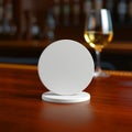 White Round Coaster Wine Glass on Bar Counter Royalty Free Stock Photo