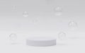 white round geometric product showcase podium with glass bubbles and white background 3d illustration rendering Royalty Free Stock Photo