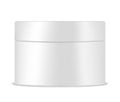 White round jar mockup. Skincare cream, hair mask, healing ointment, other cosmetic or medical product package, vector mock-up