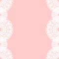 White Round Lace Border on Pink Background. Vector Illustration. Royalty Free Stock Photo