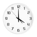 White round office clock showing four o`clock isolated on white background. Royalty Free Stock Photo