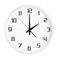 White round office clock showing two o`clock isolated on white background. Royalty Free Stock Photo