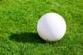 White round shade lantern on green grass. Royalty Free Stock Photo