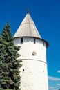 White round stone tower of the Kazan Kremlin. Royalty Free Stock Photo