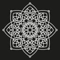 White round symmetrical pattern on black. arabesque design Royalty Free Stock Photo