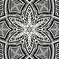 White round symmetrical pattern on black. fancy decorative mandala Royalty Free Stock Photo