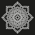 White round symmetrical pattern on black. fancy decorative mandala Royalty Free Stock Photo
