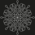 White round symmetrical pattern on black. fancy decorative mandala Royalty Free Stock Photo