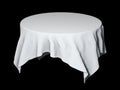 White round table cloth mockup isolated on black. 3D illustration Royalty Free Stock Photo