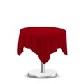 White round table with red cloth Royalty Free Stock Photo