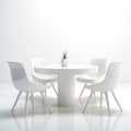 white round table and white chairs with white background in a meeting room of minimalistic office view