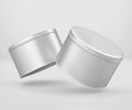 White Round Tin Can Mockup, Blank food Container, 3d Rendering isolated on light gray background Royalty Free Stock Photo